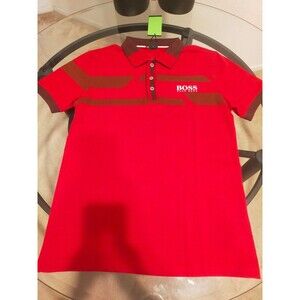 Hugo Boss Red Short Sleeve Polo T-Shirt Size Large NWT